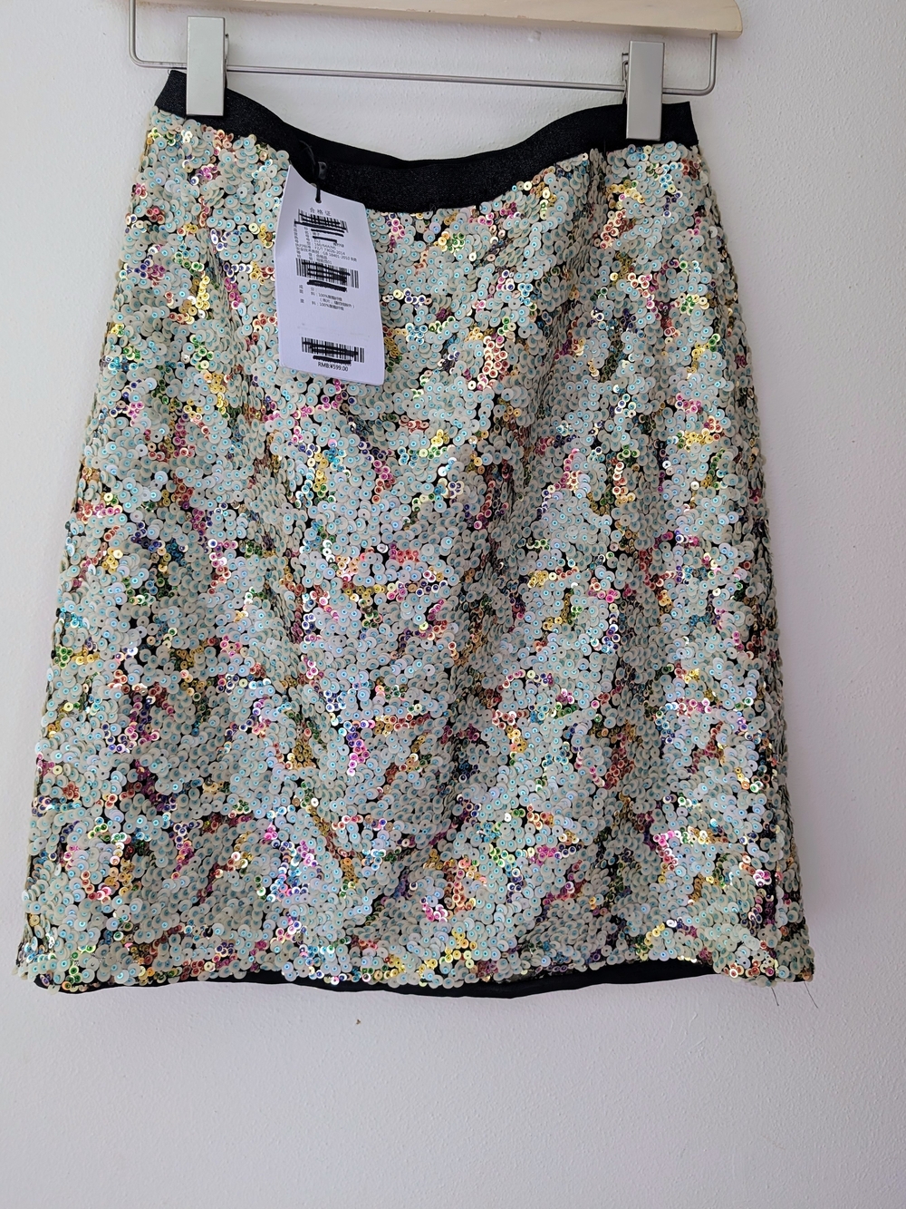 Iridescent Multi‑Color Sequin A‑Line Mini Skirt Size M | Brand New With Tags
